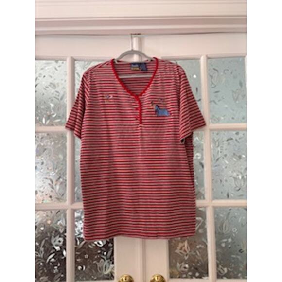 Vintage Disney "Pooh Woman" Top Red Striped Eeyore Graphic Blue 18/20W - Picture 1 of 6